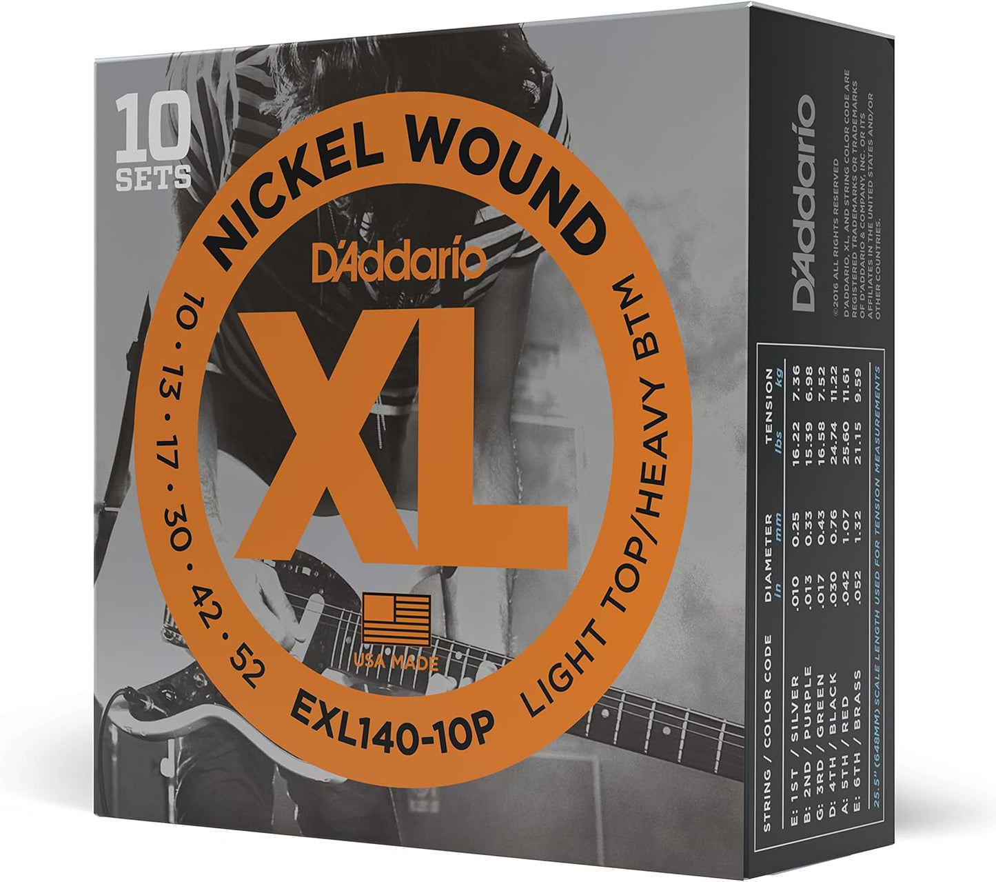 D'Addario Guitar Strings - XL Nickel Electric Guitar Strings - EXL110-3D