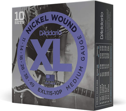 D'Addario Guitar Strings - XL Nickel Electric Guitar Strings - EXL110-3D
