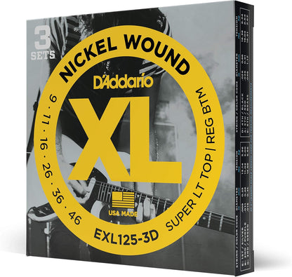 D'Addario Guitar Strings - XL Nickel Electric Guitar Strings - EXL110-3D