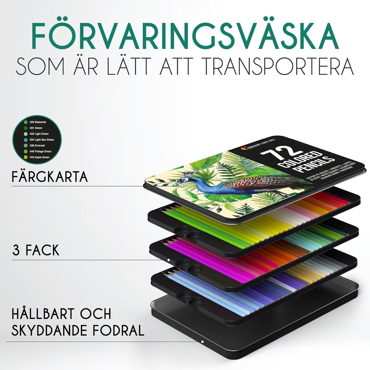 72 Coloured Pencils (Numbered) with Metal Box by Zenacolor