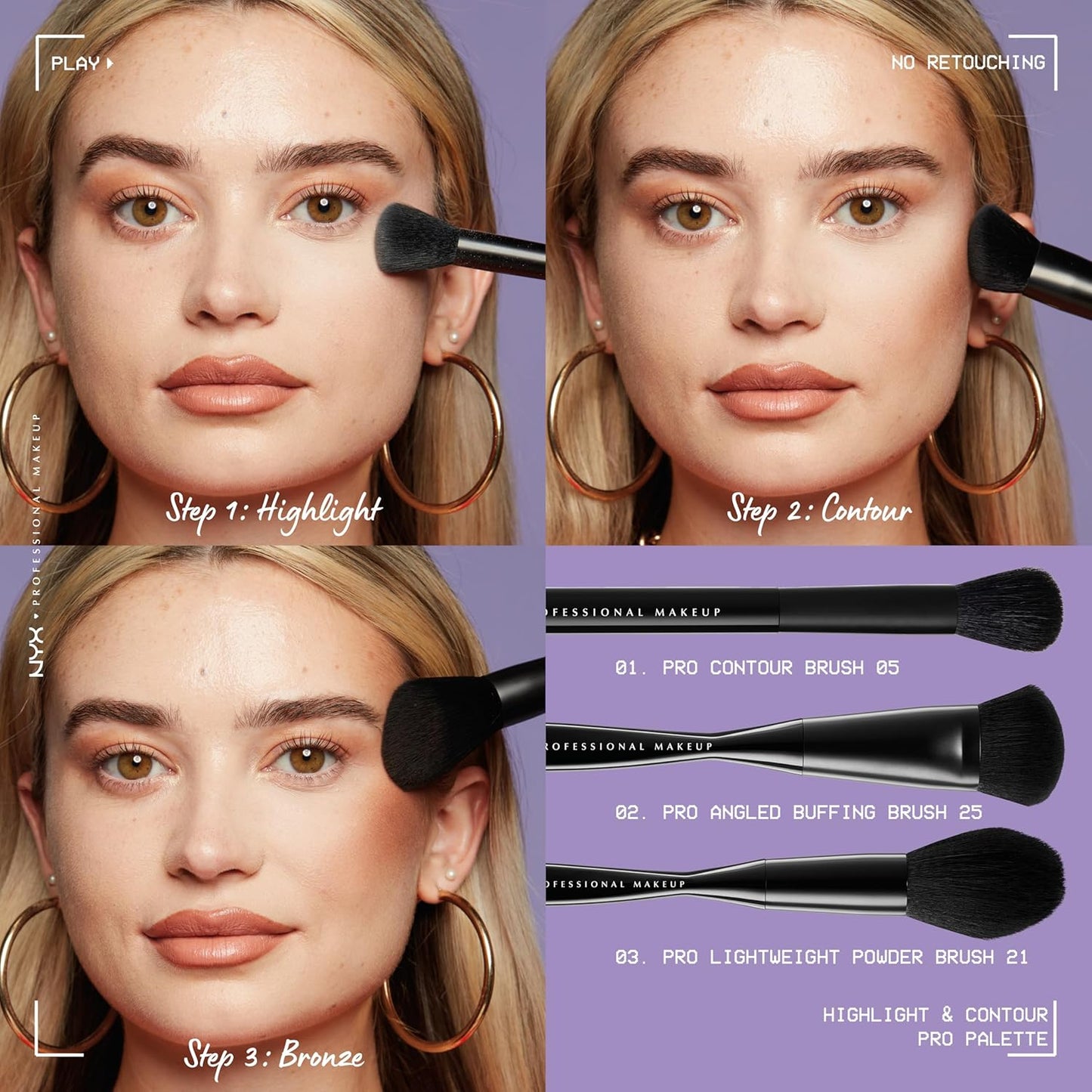 NYX PROFESSIONAL MAKEUP, Highlight & Contour Pro Palette, Powder Contour Kit