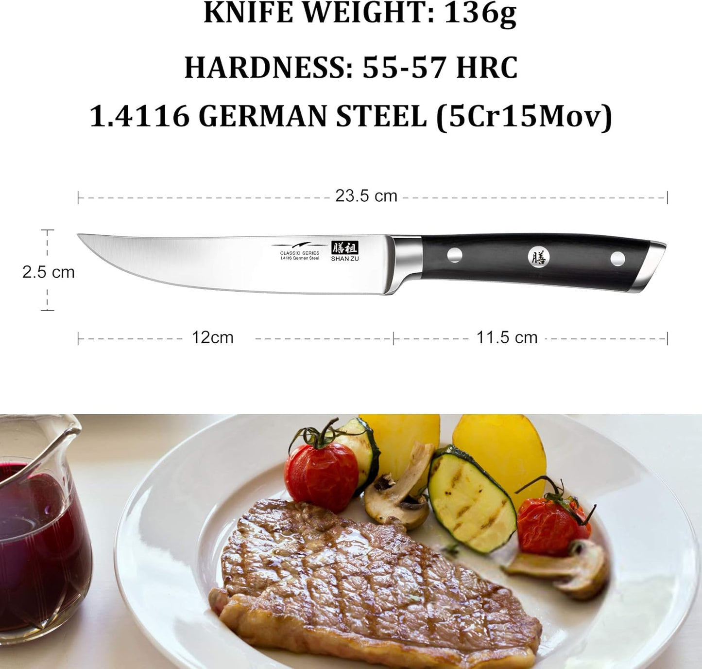 SHAN ZU Kitchen Knives 3 pieces (200mm, 153mm, 95mm)