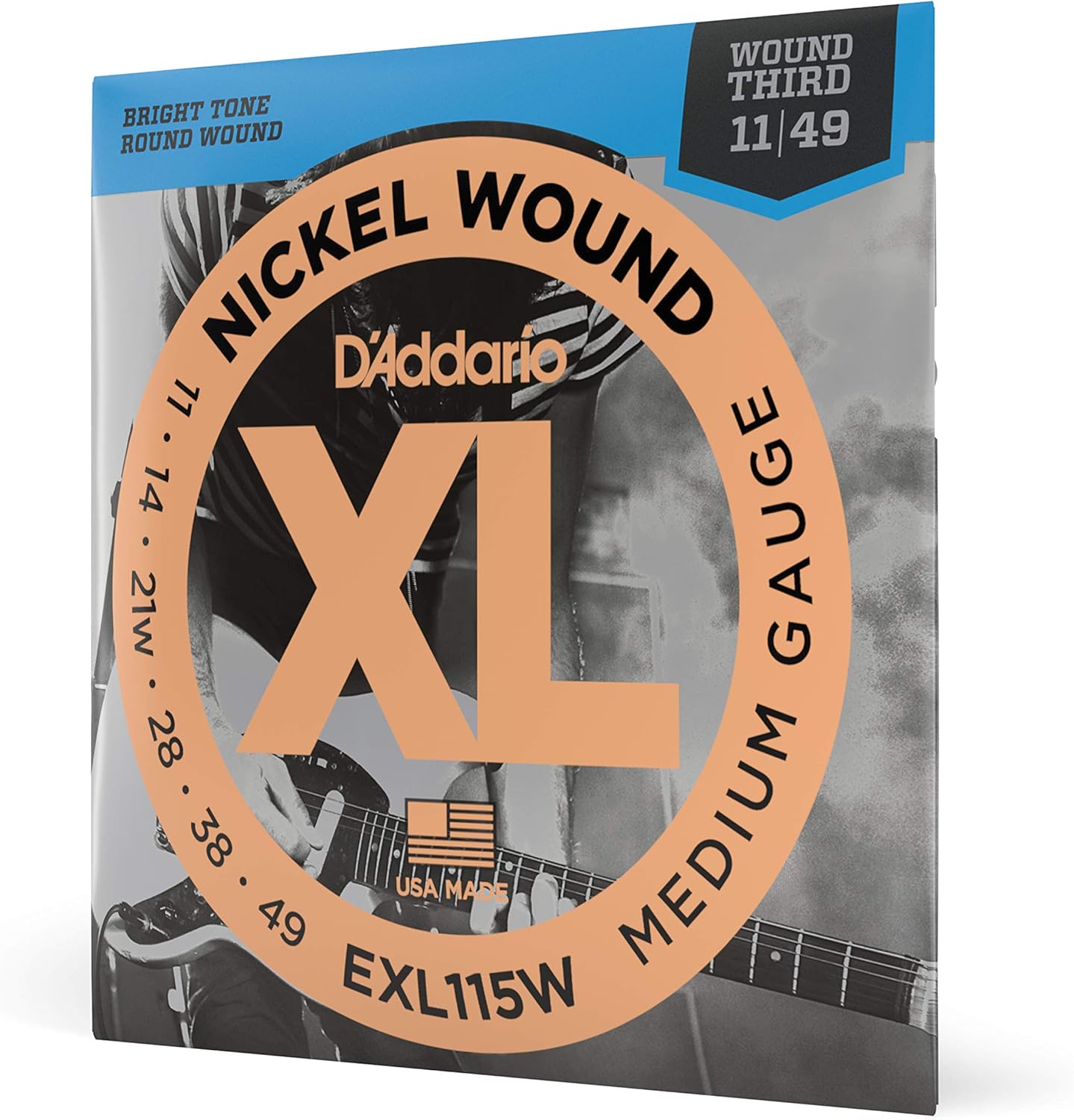 D'Addario Guitar Strings - XL Nickel Electric Guitar Strings - EXL110-3D