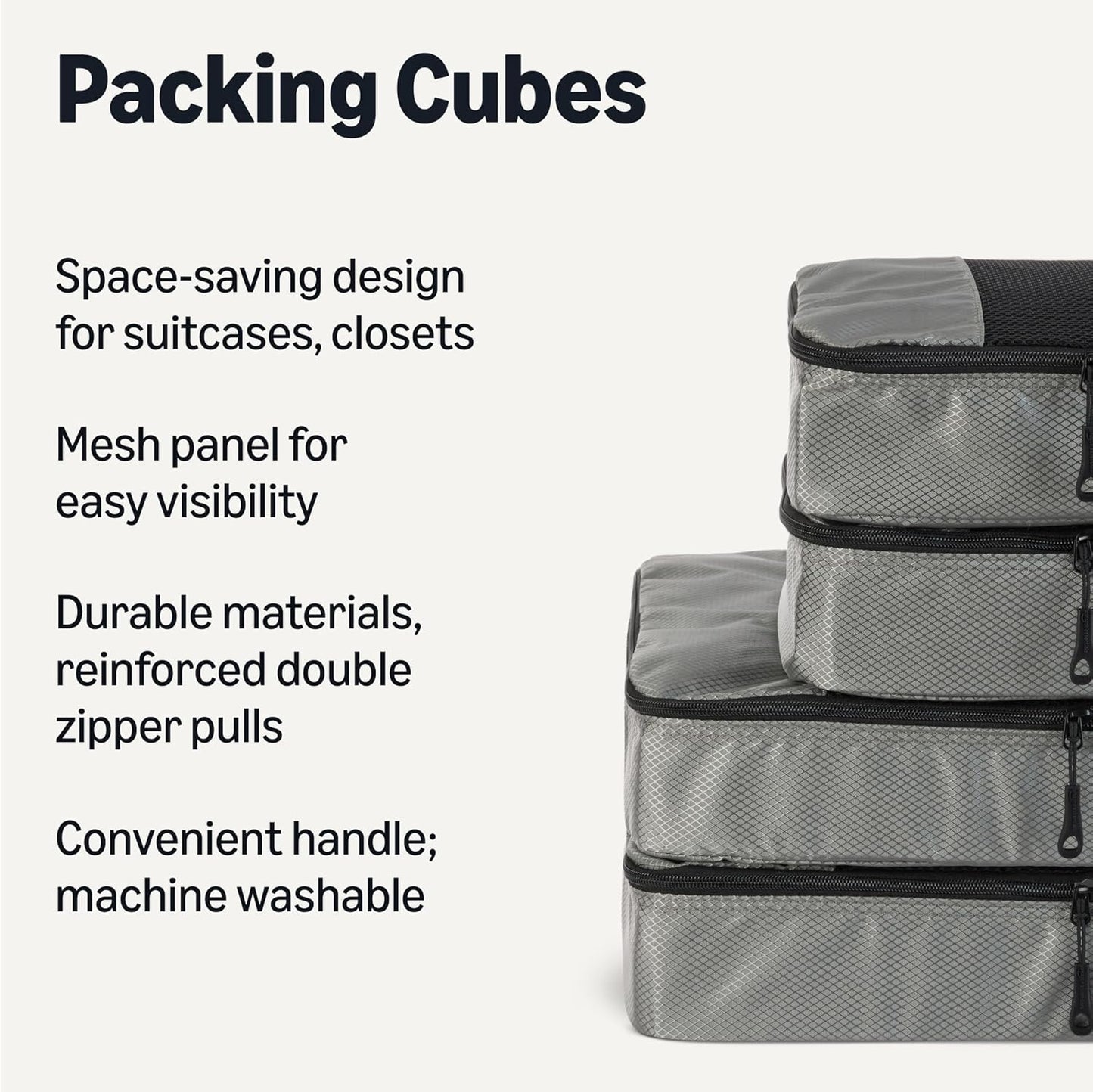 Amazon basics large clothing bags, all grey, M, Pack of 4 x M