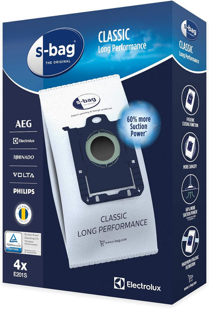 Electrolux E201S Vacuum Bags S-Bag Classic Long Performance, 4 Bags