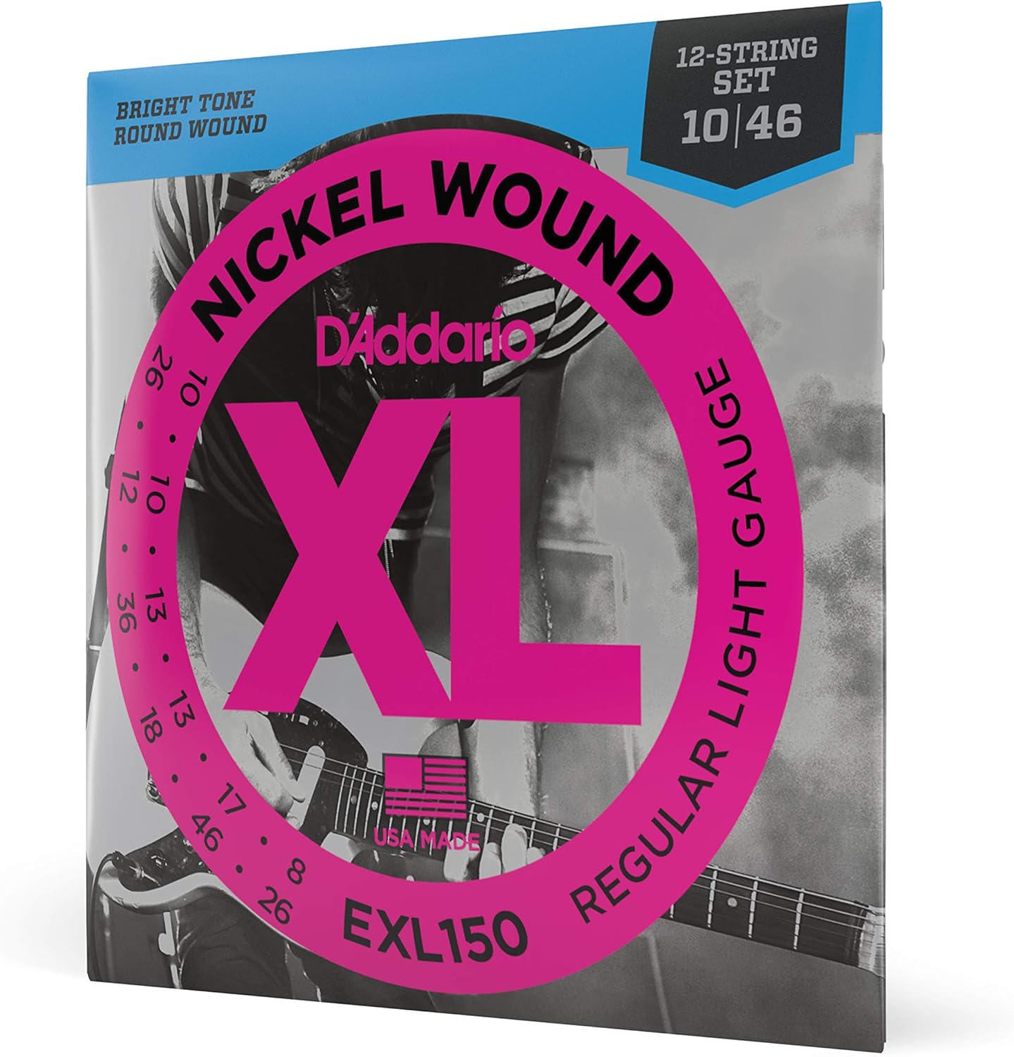 D'Addario Guitar Strings - XL Nickel Electric Guitar Strings - EXL110-3D
