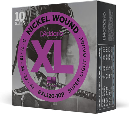 D'Addario Guitar Strings - XL Nickel Electric Guitar Strings - EXL110-3D