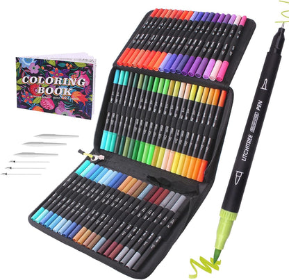 Laconile 72 Brush Marker Pens Dual Tip
