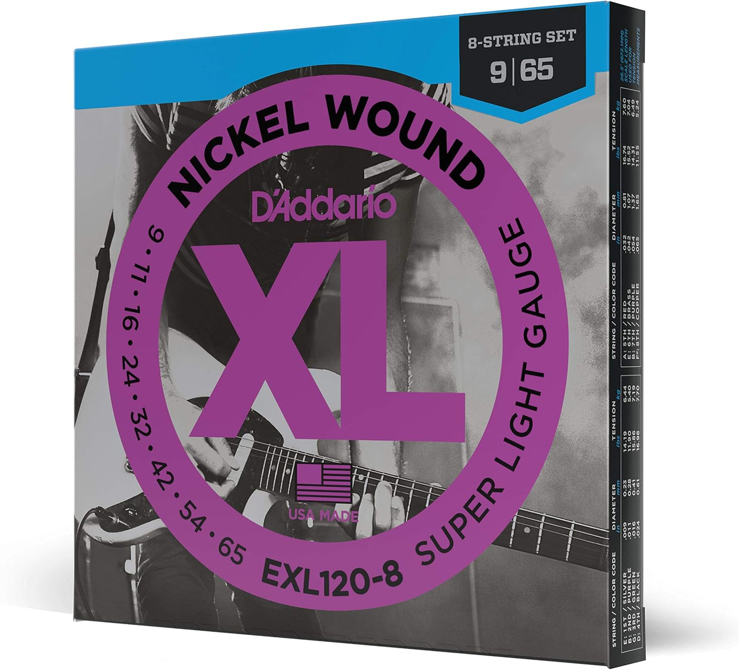D'Addario Guitar Strings - XL Nickel Electric Guitar Strings - EXL110-3D