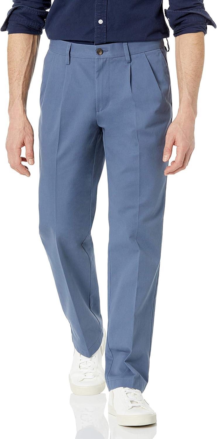 Amazon Essentials men’s classic-fit wrinkle-resistant pleated chino pants