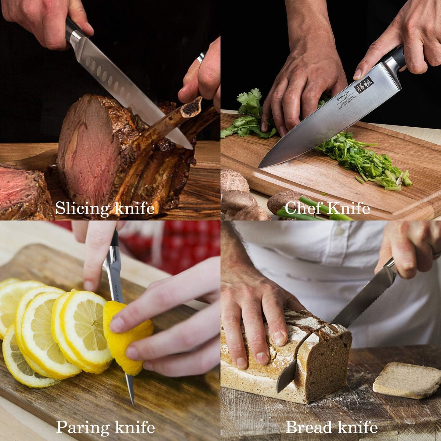 SHAN ZU Kitchen Knives 3 pieces (200mm, 153mm, 95mm)