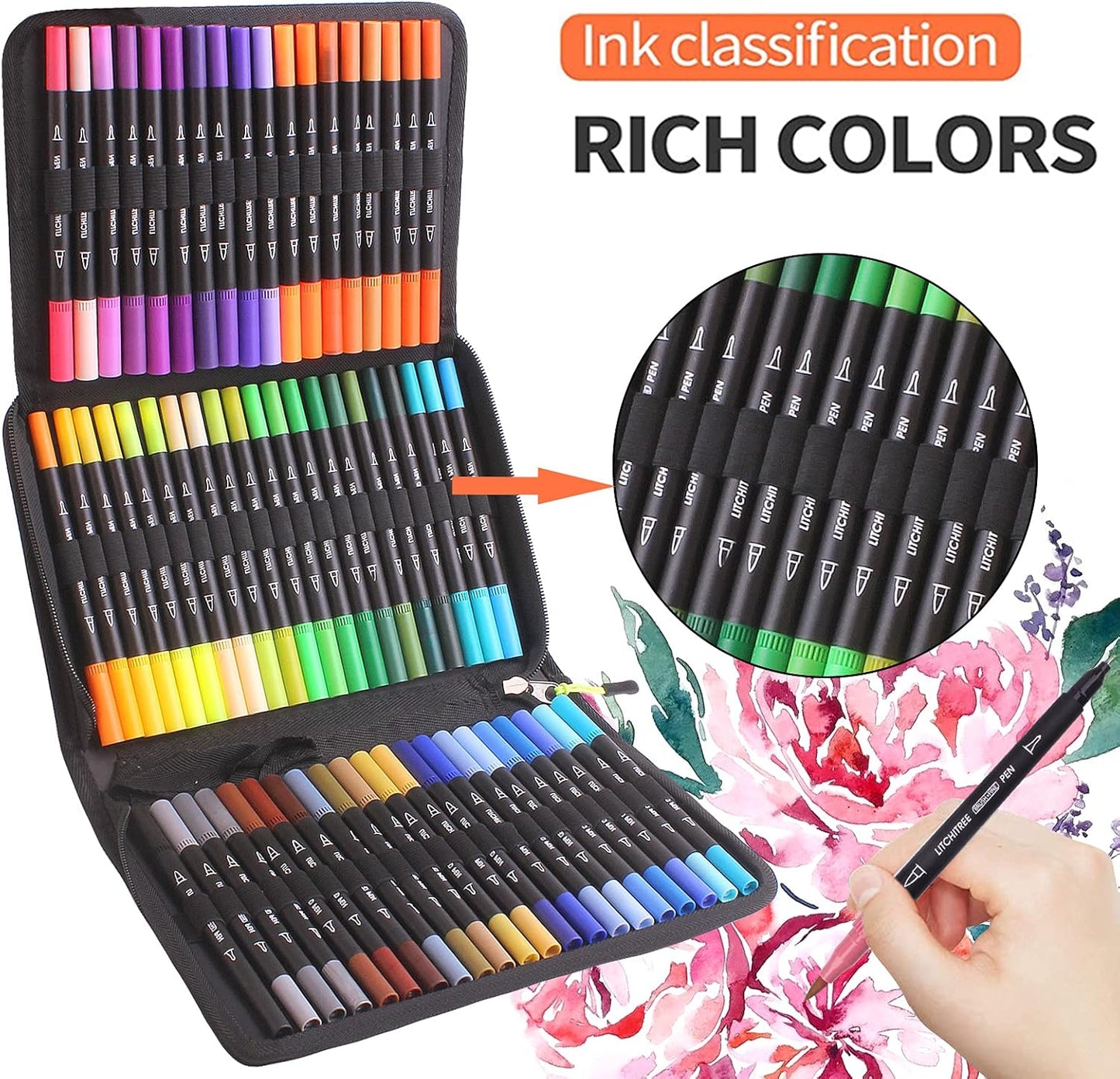 Laconile 72 Brush Marker Pens Dual Tip