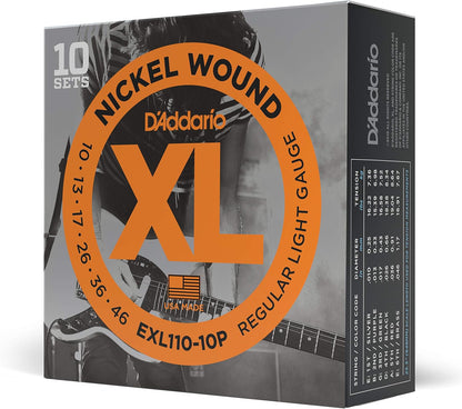 D'Addario Guitar Strings - XL Nickel Electric Guitar Strings - EXL110-3D
