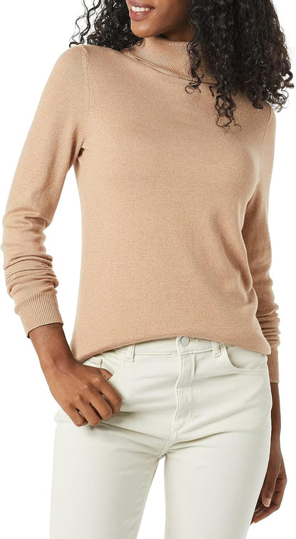 Amazon Essentials women’s lightweight long-sleeve mock neck top, classic fit